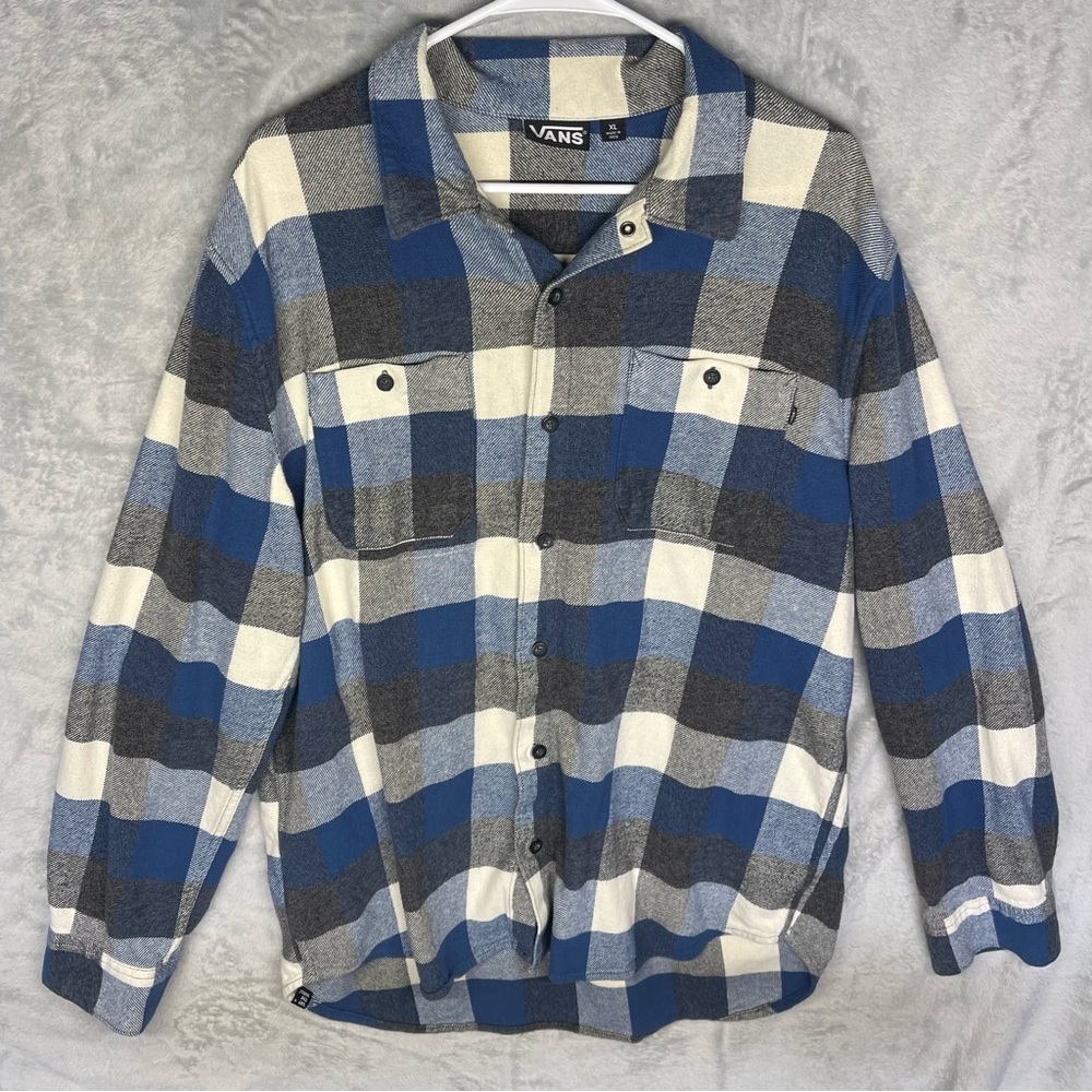 Vans Men's Plaid Blue and Gray Shirt Jacket